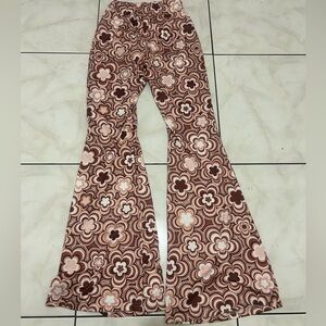 SHEIN Brown and Pink Retro Floral Skirt